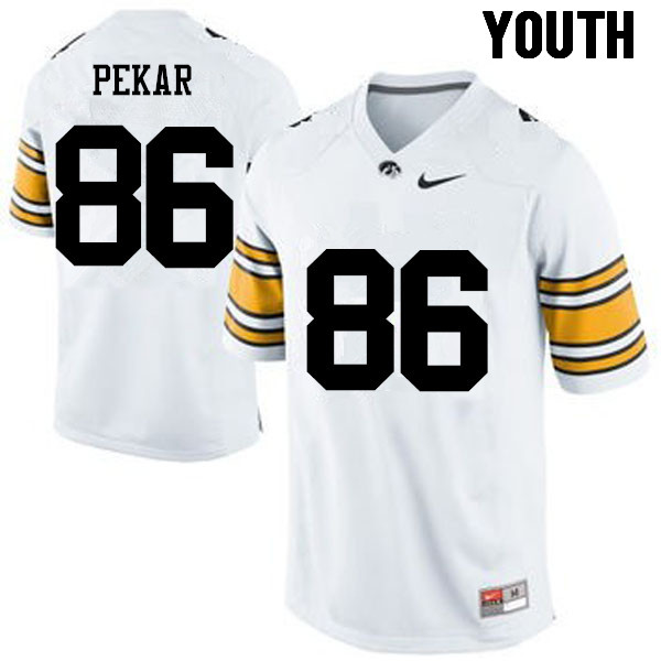 Youth Iowa Hawkeyes #86 Peter Pekar College Football Jerseys-White